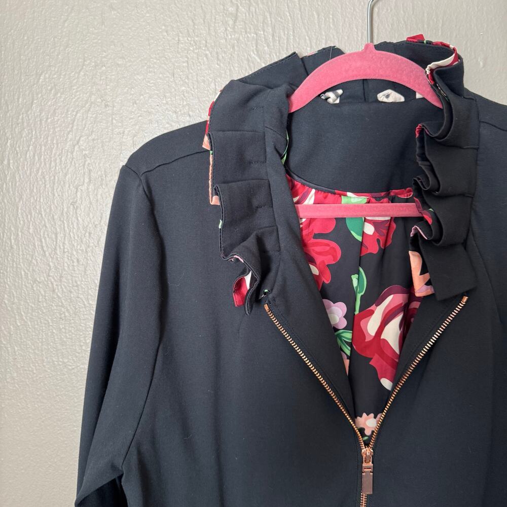SOFT SURROUNDINGS Philomena Ruffle Zip Front Floral Lining Ruffle Jacket Size XL - Picture 2 of 6